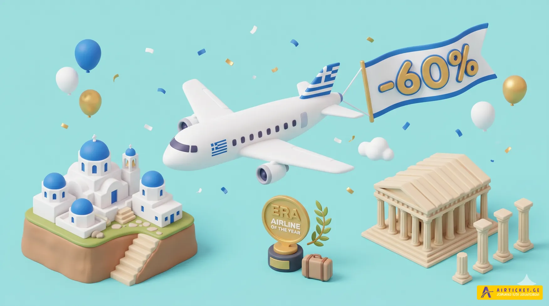 საბერძნეთი 60%-ით იაფად! წლის ავიაკომპანია გრანდიოზულ დღესასწაულს აცხადებს